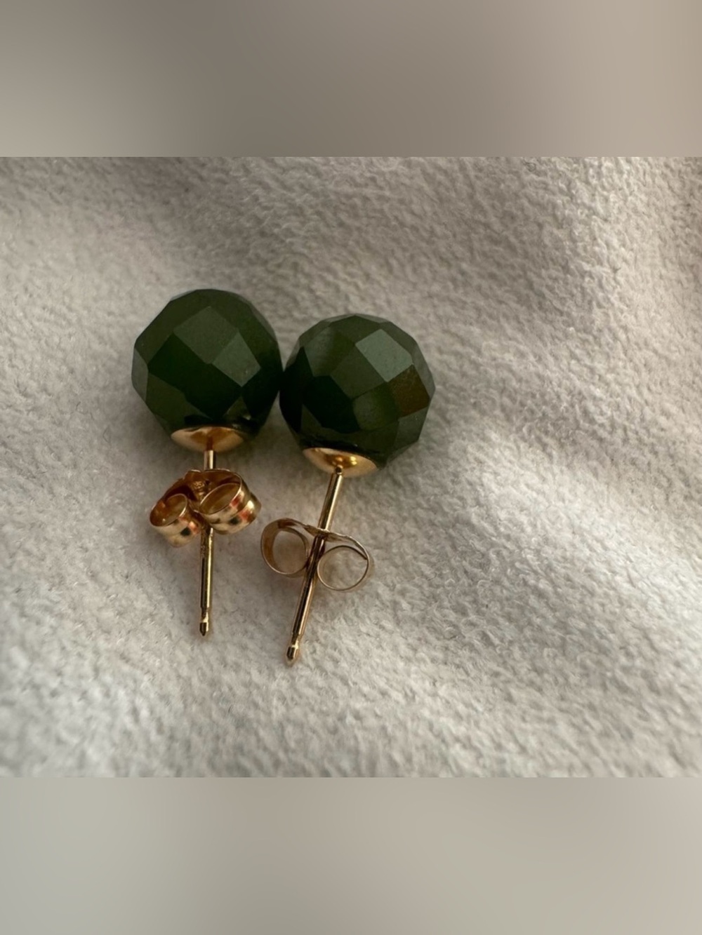 Vintage 14k & Faceted Jade Stud Earrings in Box